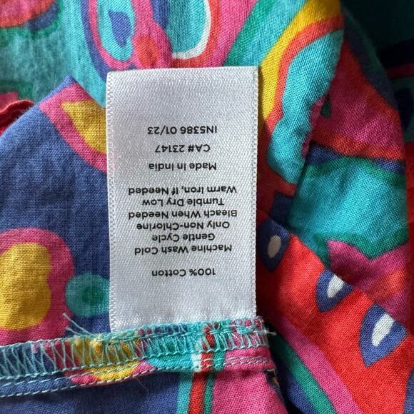 🍀Talbots Colorful Paisley Cotton Blouse Tassel Neck Boho Lightweight Size Small - Picture 7 of 7